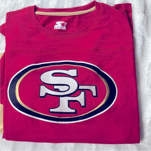 San Francisco 49ers Starter Sz M Field Jersey Long Sleeve T-Shirt - Scarlet/Gold - Picture 11 of 11